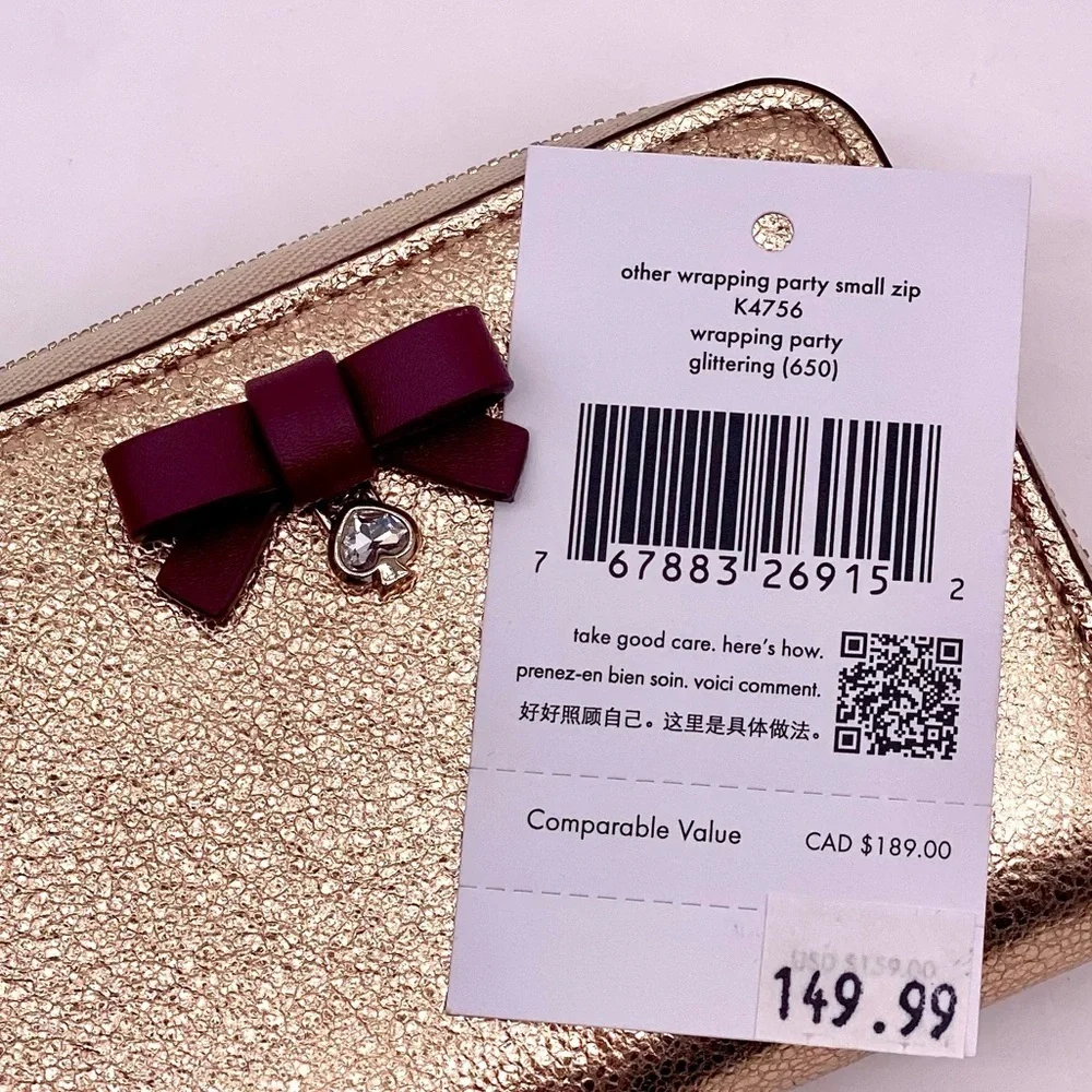 Kate Spade Small Zip Around Card Case Wallet Other Wrapping Party Clittering